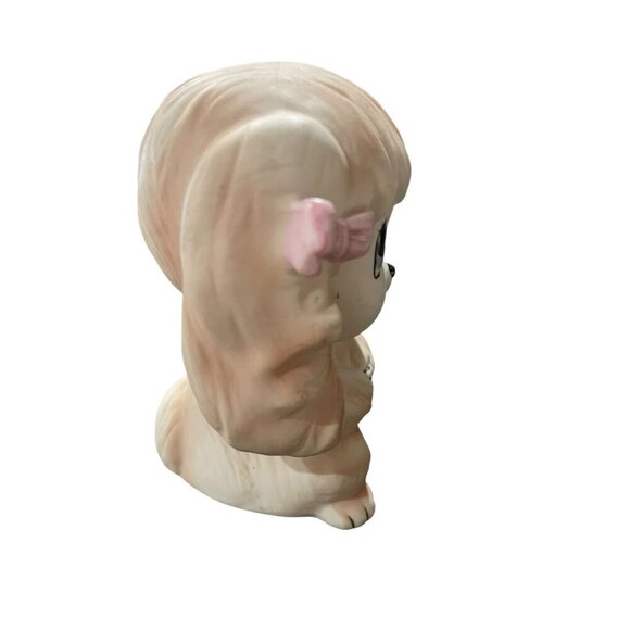 Vtg Lefton China Hand Painted Figurine Anthropomorphic Puppy Pink Bows Big Eyes - Picture 4 of 7